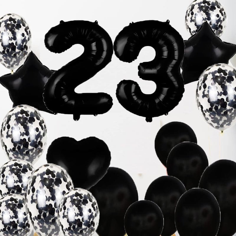 ZSNWGZ Sweet 23th Birthday Decorations Party Supplies,Black Number 23 Balloons,23th Foil Mylar Balloons Latex Balloon Decoration,Great 23th Birthday for Girls,Women,Men,Photo Props - Image 5